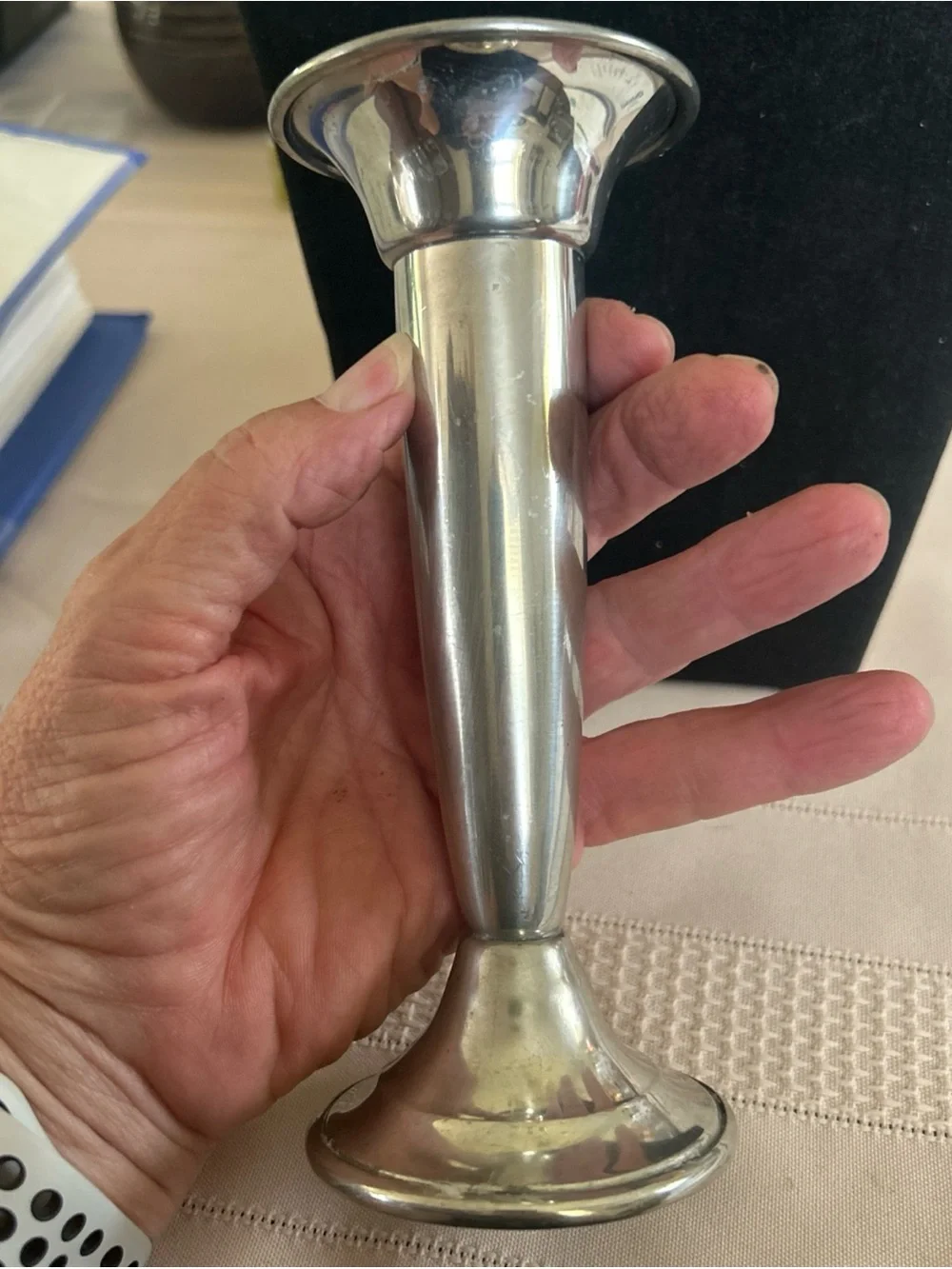 Polished Pewter Taper Bud Vase - Sleek Home Accent